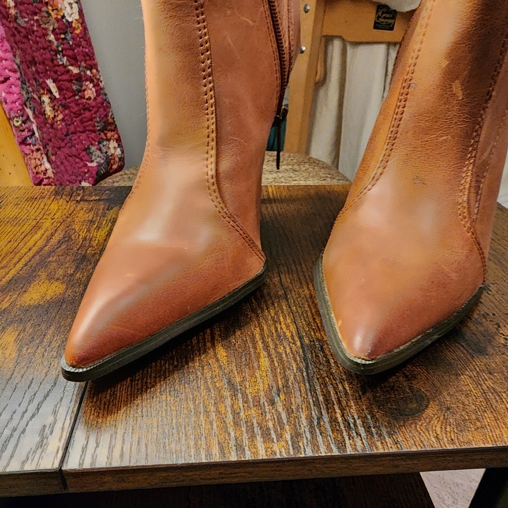 Harley Davidson Ankle Boots Ombre Brown Stilettos Ankle O Ring Buckle Pointed - Picture 11 of 16